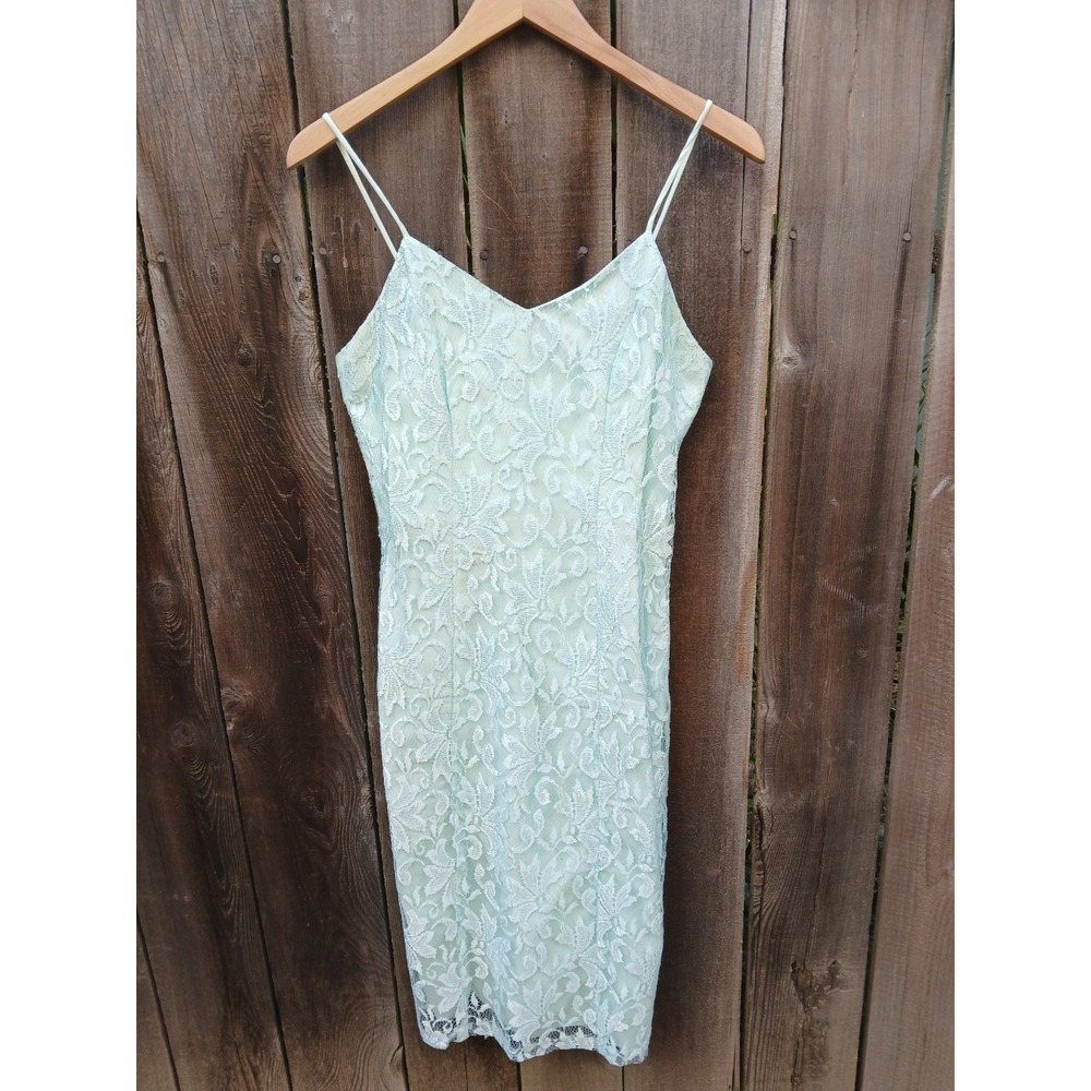Vintage A La Carte Sea Foam Lace Sexy Date Night  Cocktail Dress‎ Size 7